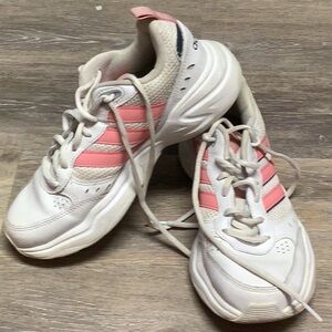 Adidas White and Coral Athletic Shoes